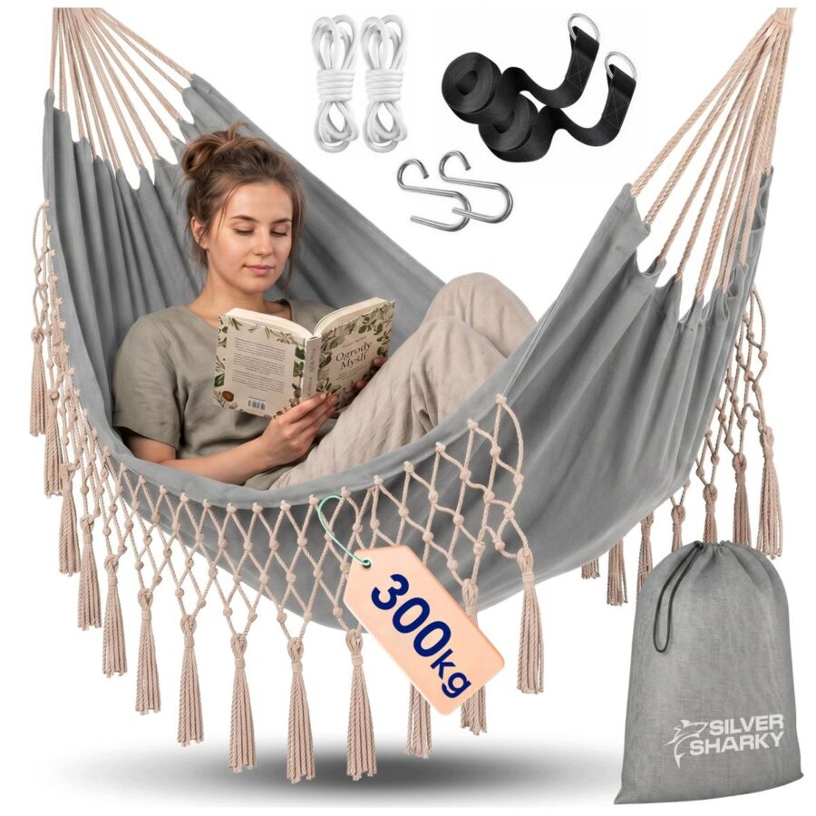 Hamak ogrodowy dwuosobowy BOHO szary